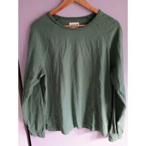 Pact long-sleeve T-shirt green 100% organic cotton M casual capsule wardrobe